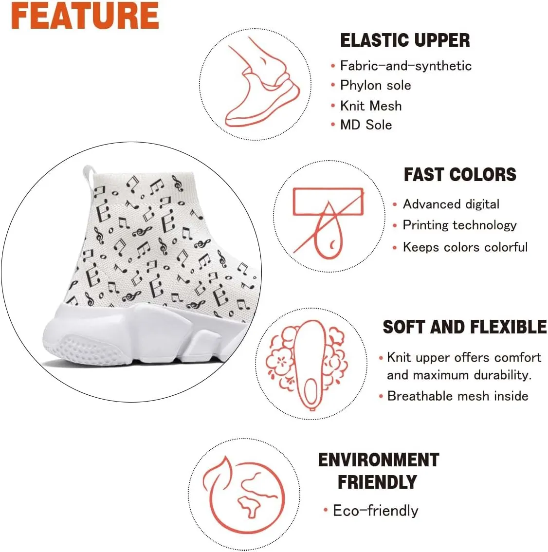 Hetios Men’s Athletic Running Shoes Slip on Casual Tennis Sports Shoes Musical Notes Mesh Sneakers for Womens Fashion Graffiti Painted Shoes