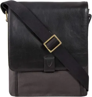Hidesign Aiden Genuine Leather Medium Crossbody Men/Women Shoulder Messenger Bag/Travel Bag / 10.5" iPad Bag, Charcoal