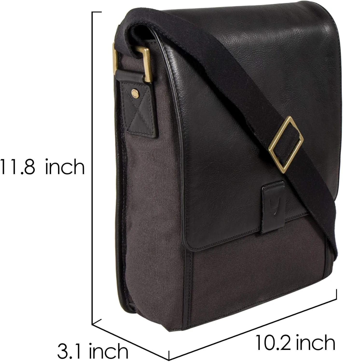 Hidesign Aiden Genuine Leather Medium Crossbody Men/Women Shoulder Messenger Bag/Travel Bag / 10.5" iPad Bag, Charcoal