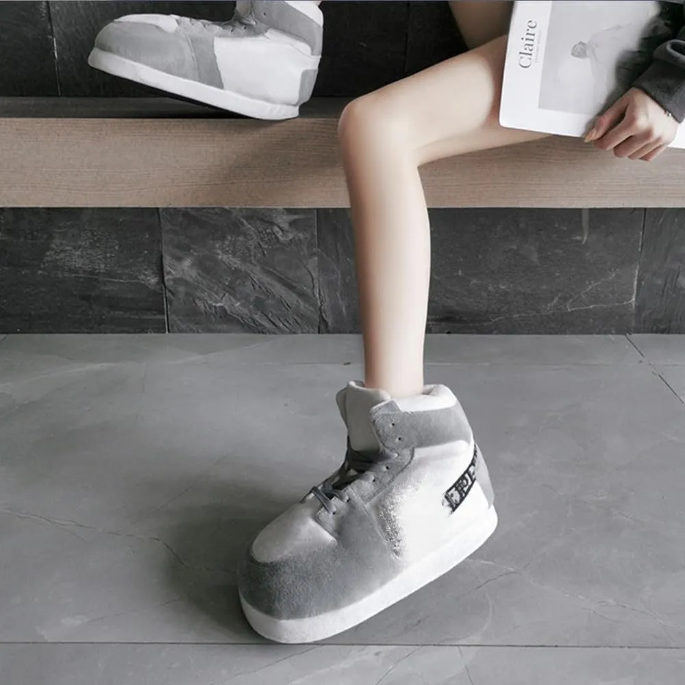 High Top Sneaker Slippers Unisex One-Size Ultra Comfy and Cozy House Fluffy Slippers for Men and Women