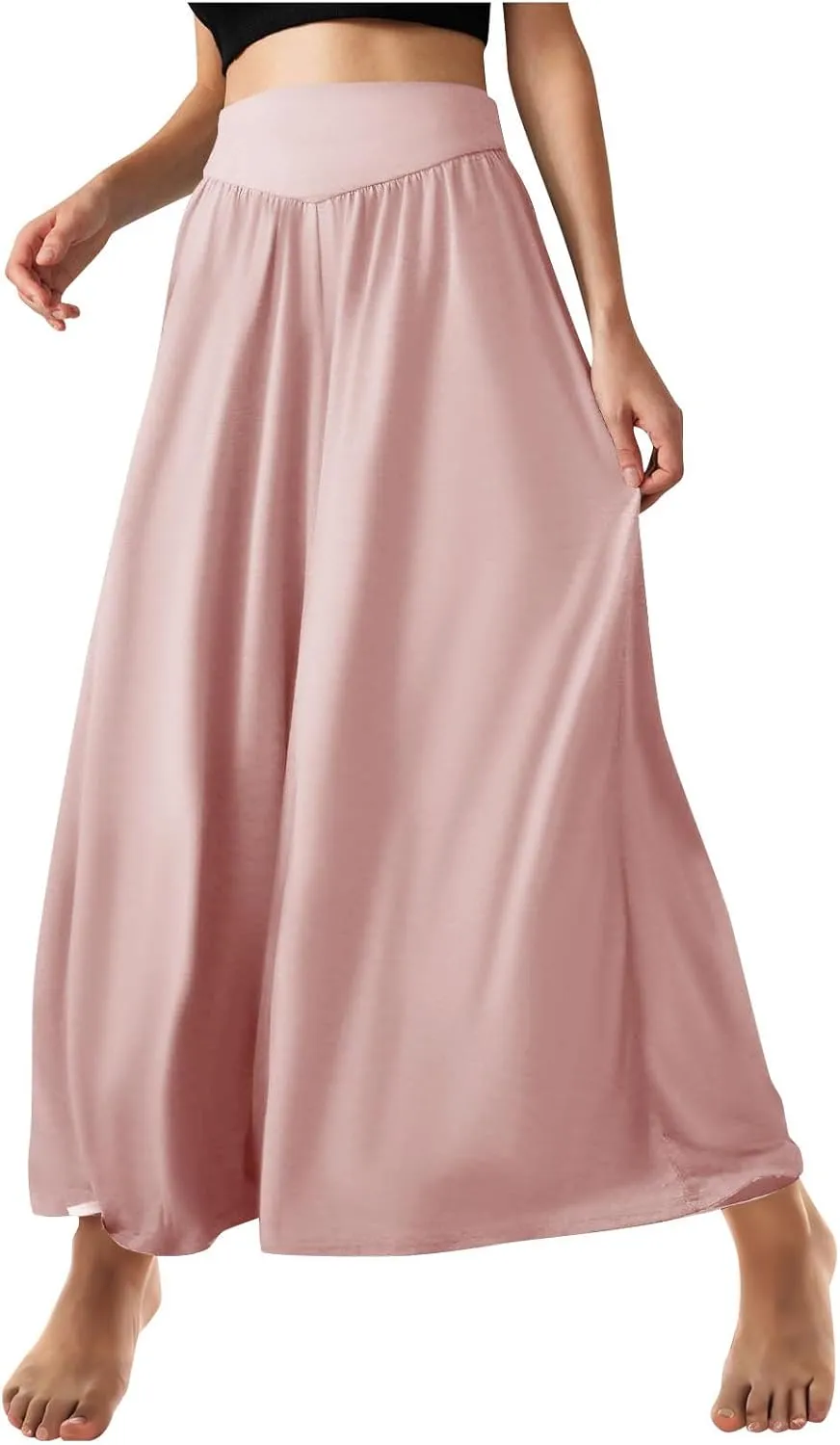 High Waisted Palazzo Pants for Women Trendy 2024 Causal Wide Leg Flowy Yoga Pant Trousers Beach Vacation Outfits