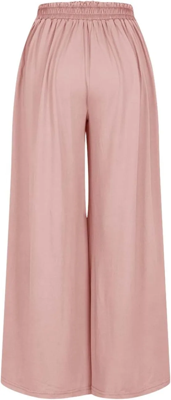 High Waisted Palazzo Pants for Women Trendy 2024 Causal Wide Leg Flowy Yoga Pant Trousers Beach Vacation Outfits