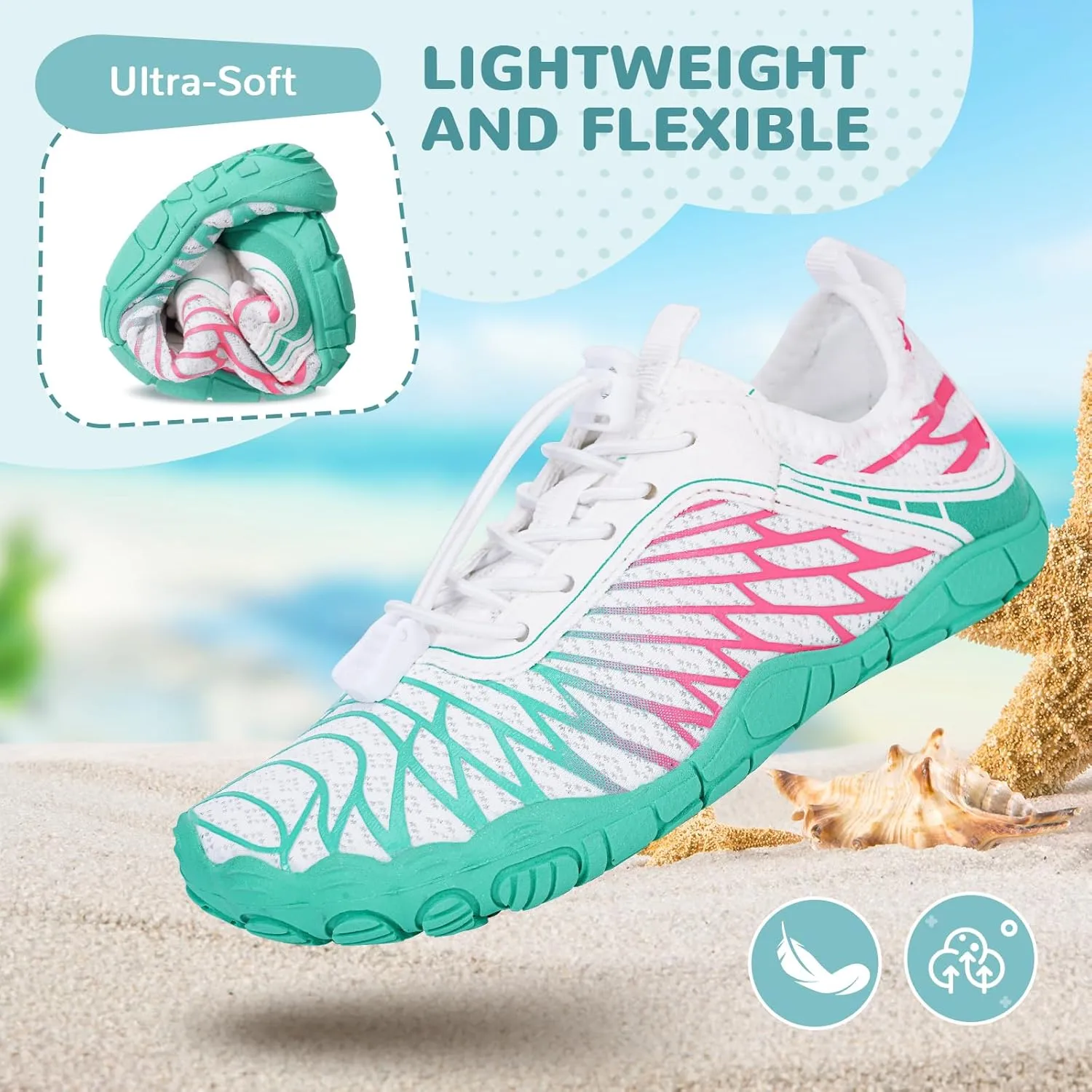 HiGropcore Water Shoes for Kids - Girls Boys Barefoot Shoes with Wide Toe Box - Quick Dry, Lightweight, Non Slip Kids Athletic Aqua Socks for Swim Beach Pool