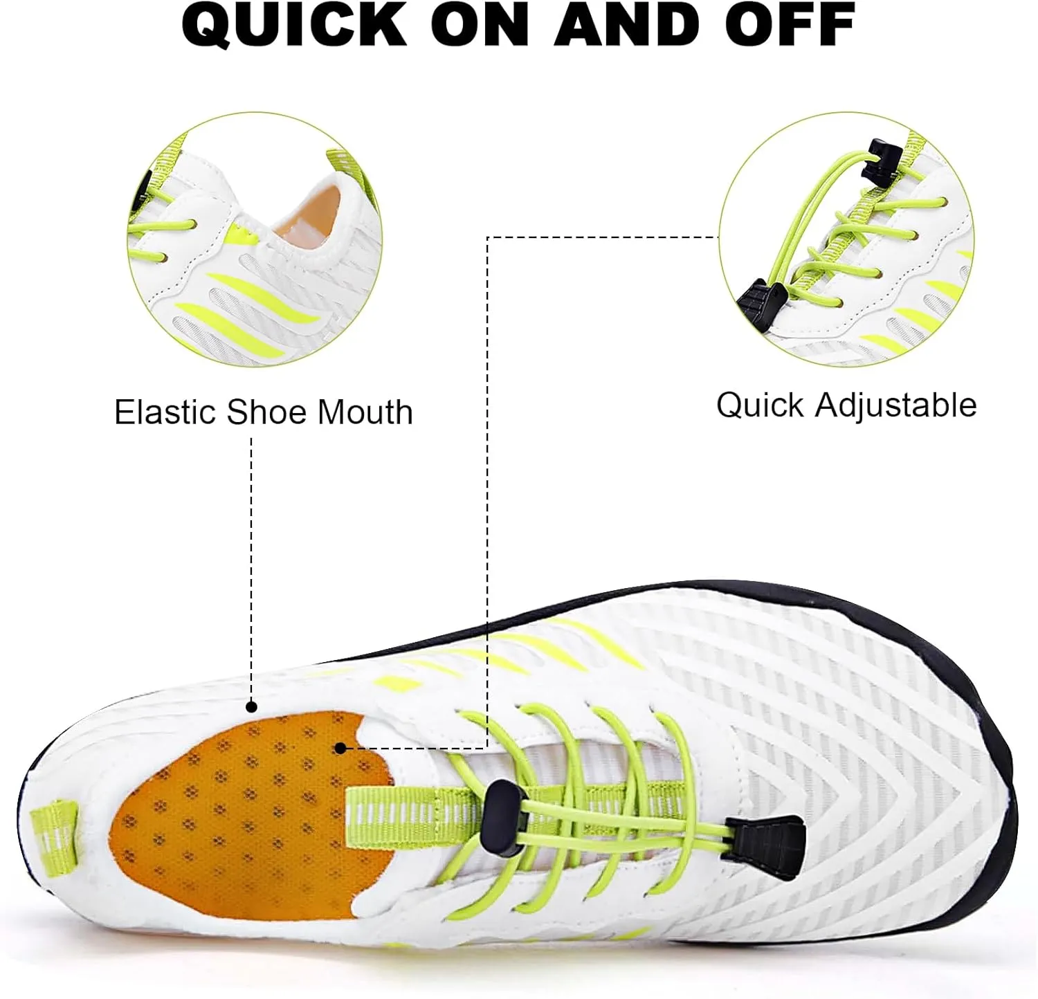 HiGropcore Water Shoes Men Women, Barefoot Wide Toe Box Beach Shoes, Quick Dry Breathable Swim Aqua Socks with Drainage