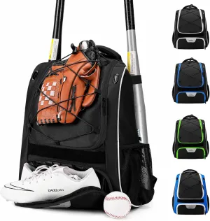HMLIN Baseball Bag,Baseball Backpack, Softball Bat Bag with Shoes Compartment for Youth Adults,Lightweight Baseball Bag with T-Ball & Softball Equipment & Gear