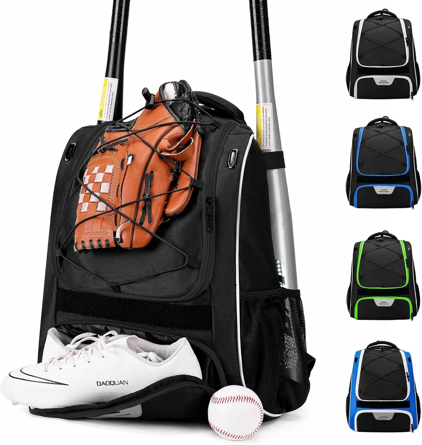 HMLIN Baseball Bag,Baseball Backpack, Softball Bat Bag with Shoes Compartment for Youth Adults,Lightweight Baseball Bag with T-Ball & Softball Equipment & Gear