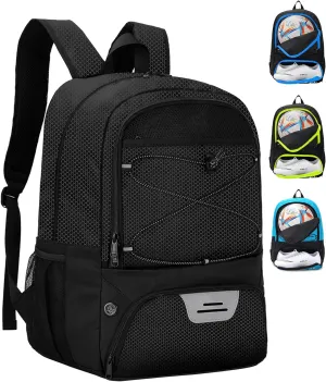 HMLIN Soccer Backpack,Basketball Backpack with Ball Compartment &Shoe Compartment,Sports Bag for Basketball,Soccer,Football& Volleyball