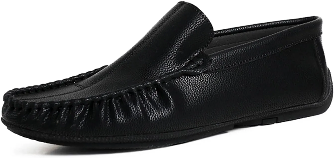 HOOENG Driving Moccasins for Men Stitching Details Slip On Moccasins Shoes Vegan Leather Resistant Anti-Slip Lightweight Flexible Walking Slip On (Color : Black, Size : 7)