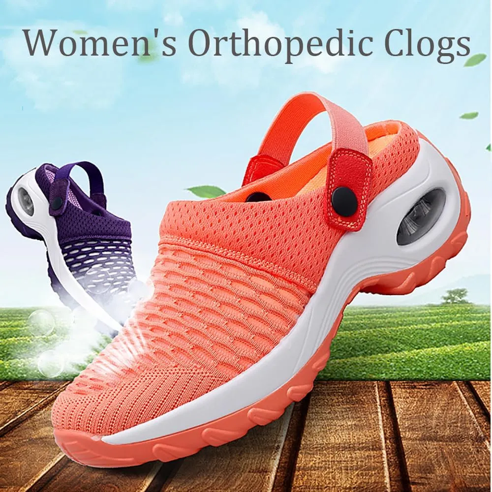 Hrtesus Women's Orthopedic Clogs with Air Cushion Support to Reduce Back and Knee Pressure, Slip-on Orthopedic Clogs for Women