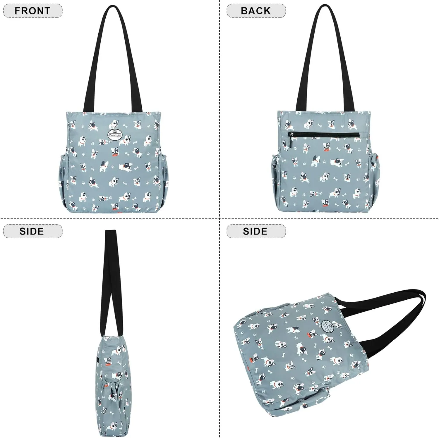 HUA ANGEL Floral Tote Bag - Casual Shoulder Bag Daily Tote Bag with Zipper Gym Travel Shopping Work Handbag for Women