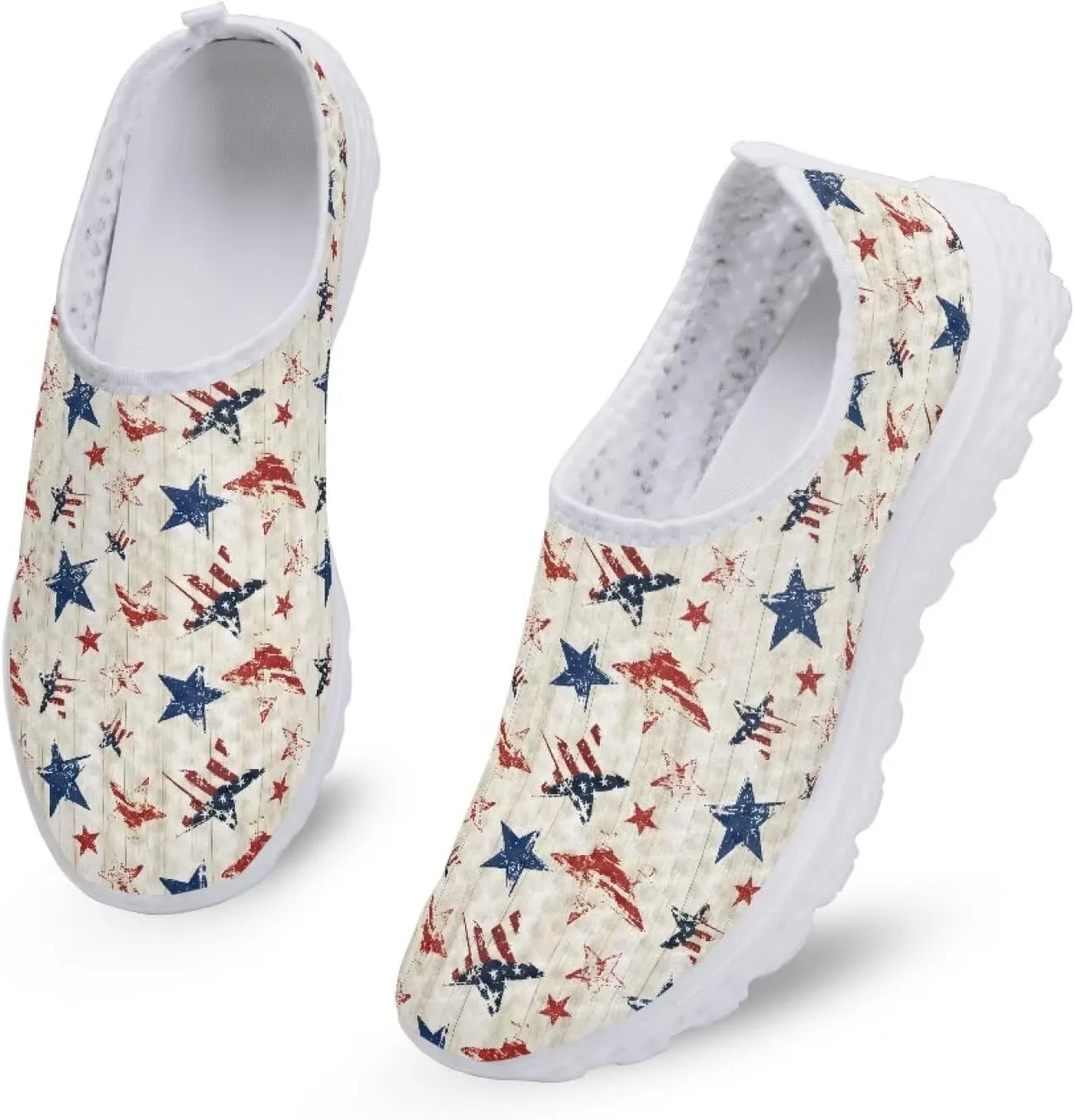 HUGS IDEA Women's Floral Mesh Slip on Shoes
