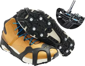ICETRAX V5 Ice Cleats, Easy to Replace Spikes, Ice Grips for Shoes and Boots, StayON Toe, Reflective Heel