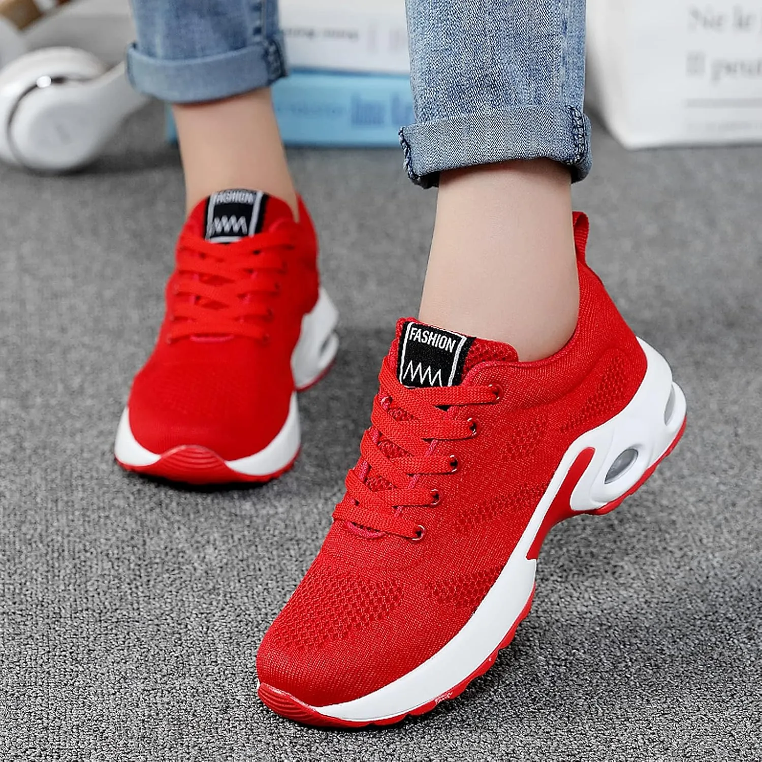 ihinzry Women's Air Running Shoes Lightweight Comfortable Non-Slip Walking Shoe Outdoor Breathable Fashion Mesh Sneakers