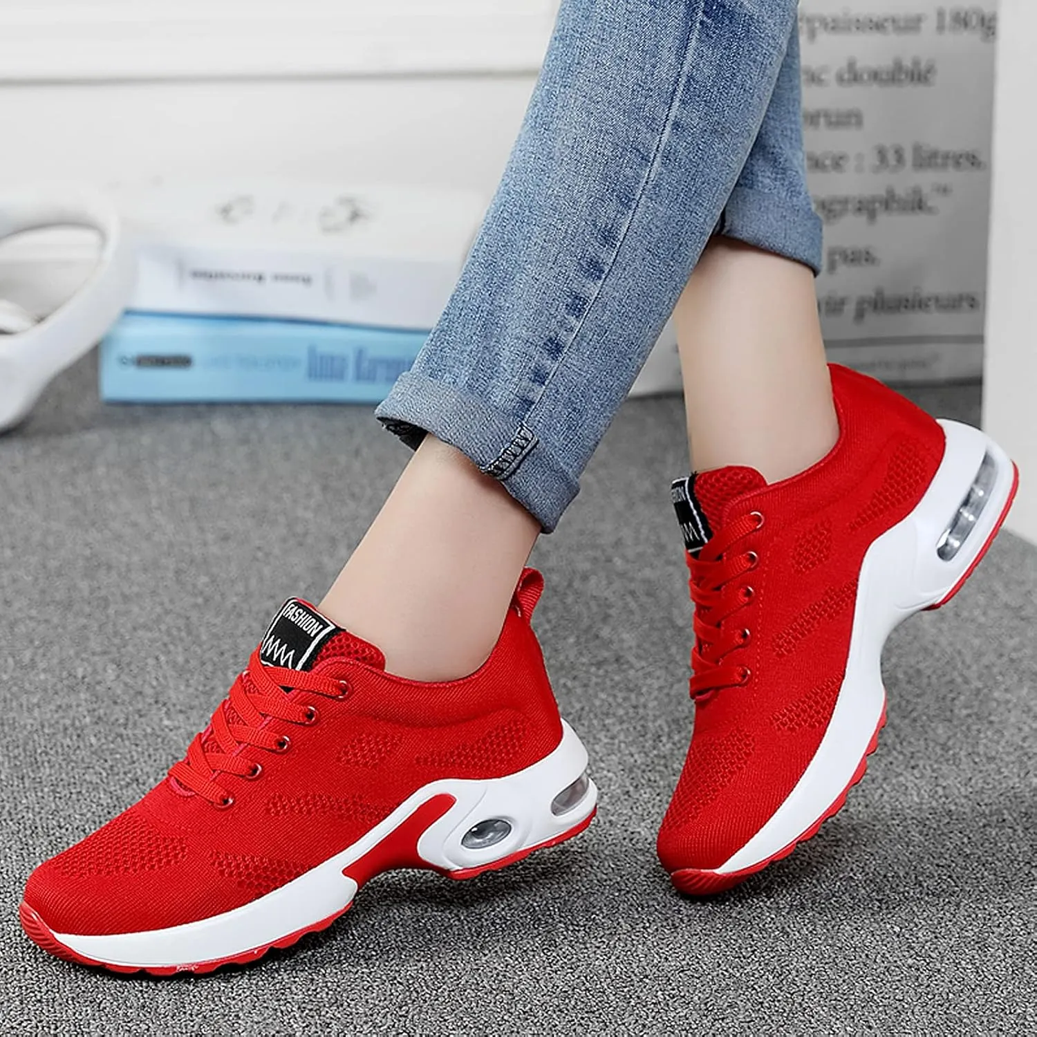 ihinzry Women's Air Running Shoes Lightweight Comfortable Non-Slip Walking Shoe Outdoor Breathable Fashion Mesh Sneakers