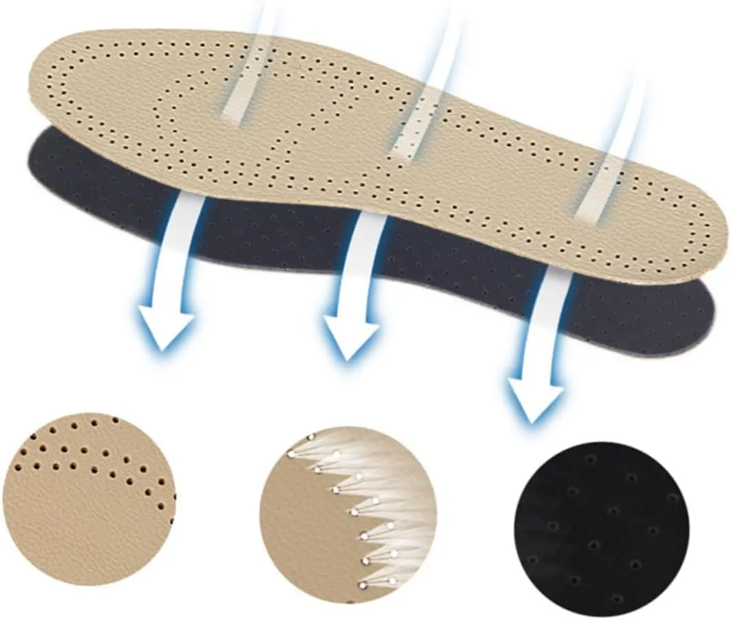 Insoles Breathable Leather Insoles for Sports Shoes Cowhide Heel Pads Size 37-38