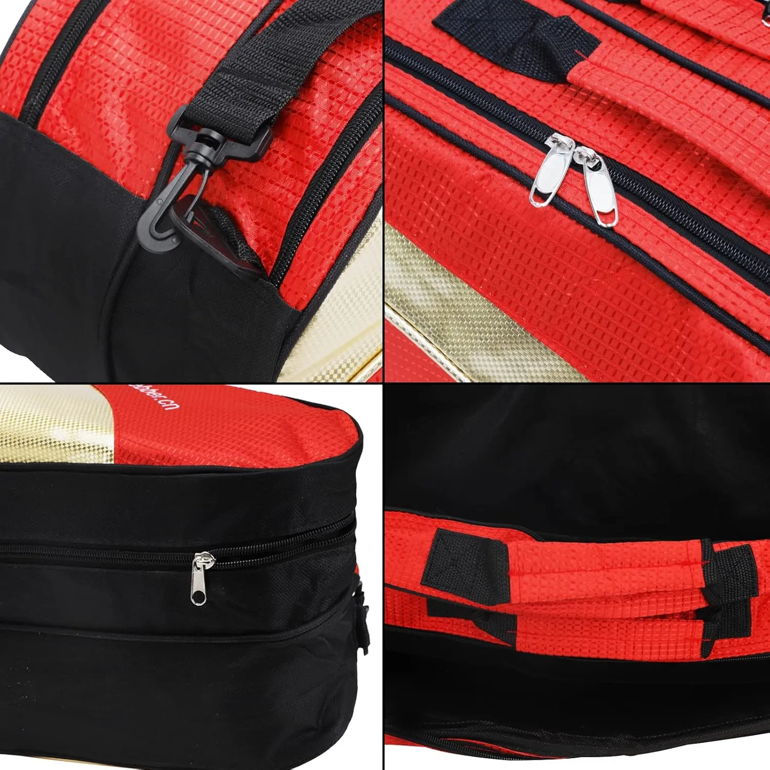 IPENNY Tennis 6 Racquet Bag Badminton Dustproof Gym Carrying Duffel Backpack Shoulders Bag Handbag Equipment Tote Bag with Shoes Compartment and Detachable Strap