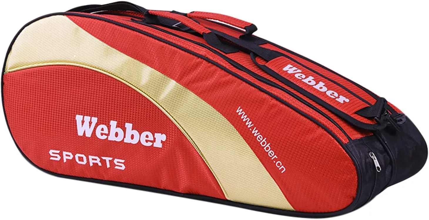 IPENNY Tennis 6 Racquet Bag Badminton Dustproof Gym Carrying Duffel Backpack Shoulders Bag Handbag Equipment Tote Bag with Shoes Compartment and Detachable Strap