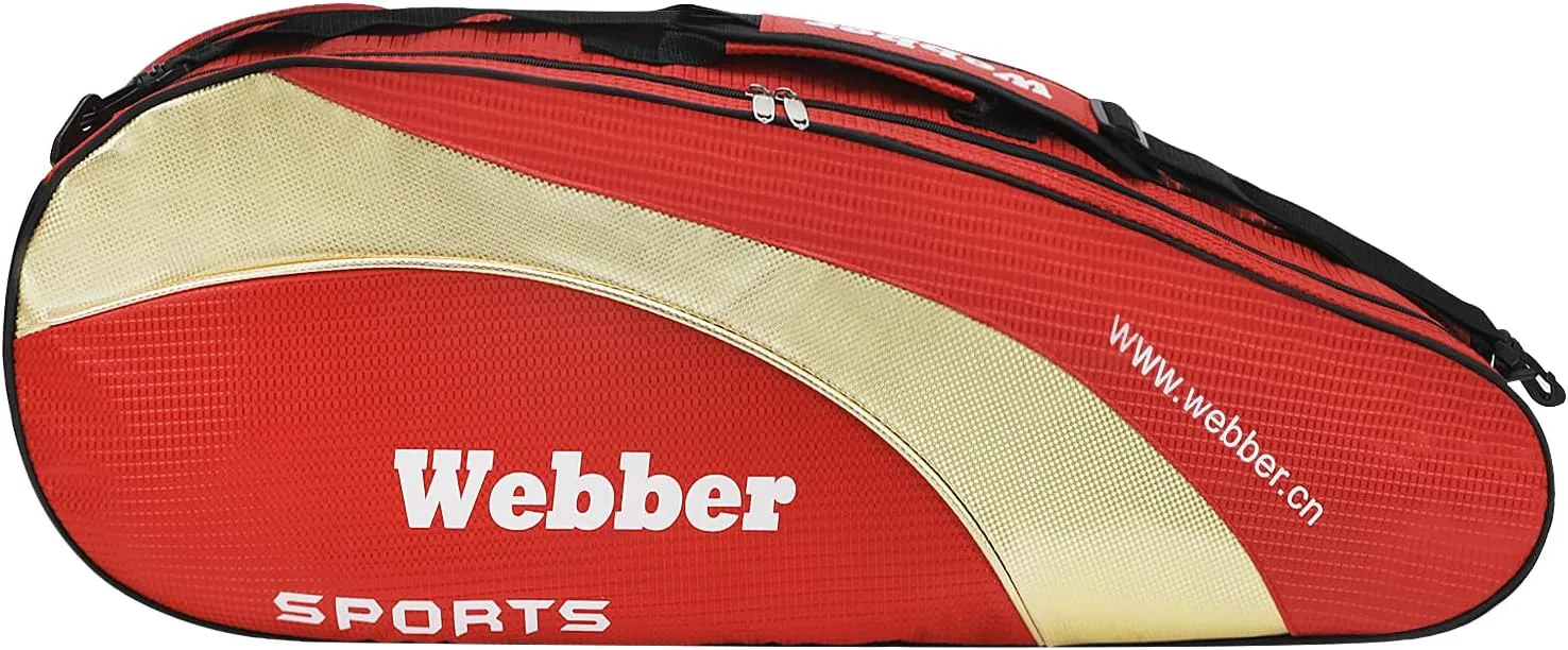 IPENNY Tennis 6 Racquet Bag Badminton Dustproof Gym Carrying Duffel Backpack Shoulders Bag Handbag Equipment Tote Bag with Shoes Compartment and Detachable Strap