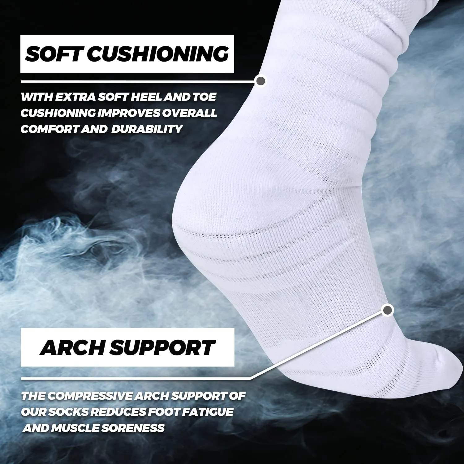IRAMY Scrunch Football Socks Ultra Long 1 Pack/2 Packs Combed Cotton With Ankle Support Padded Knee High Socks Youth Adult