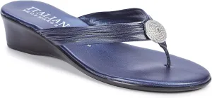 ITALIAN Shoemakers Womens Ester Wedges 7 Navy