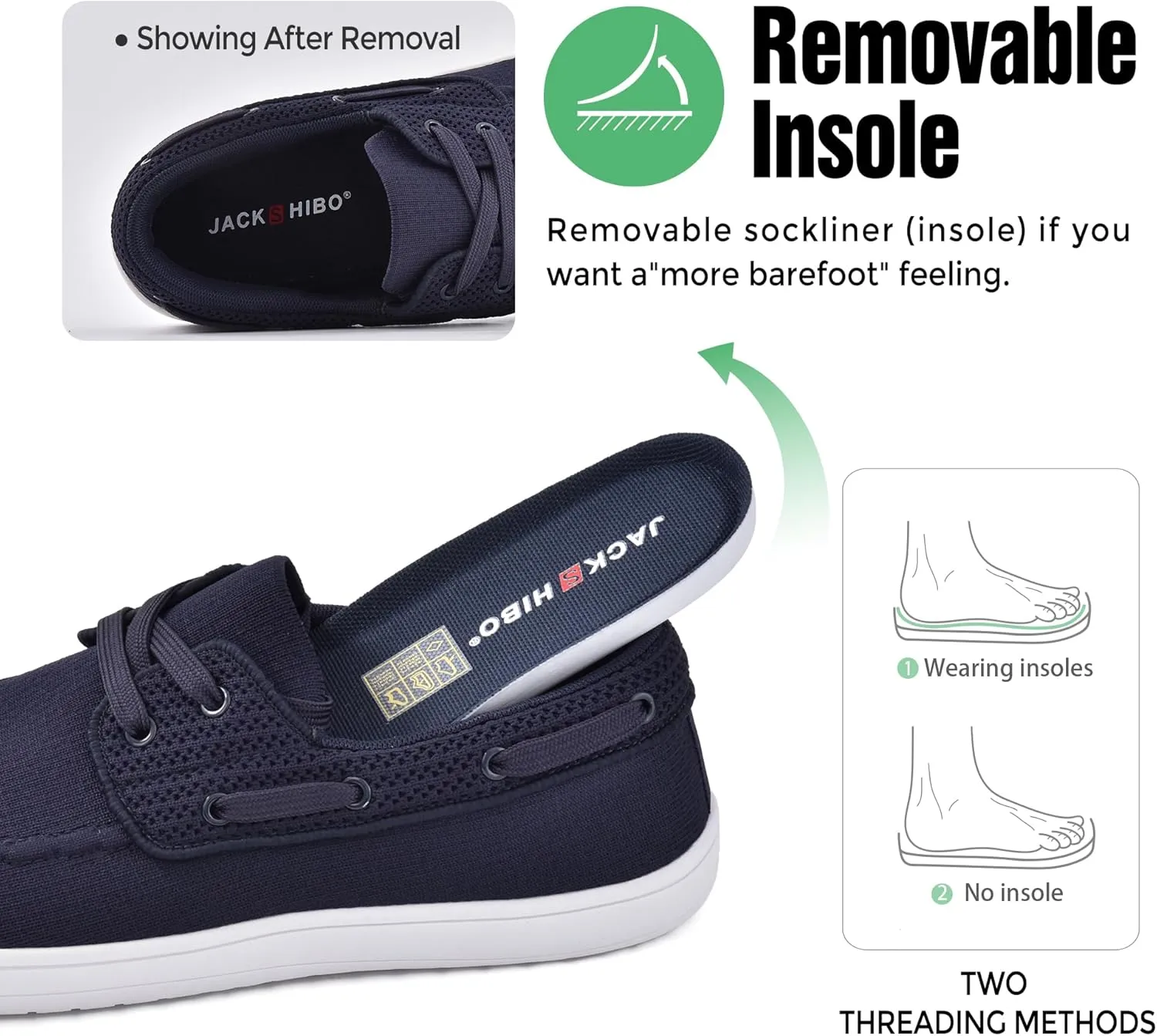 JACKSHIBO Barefoot Shoes for Men Slip on Shoes Minimalist Walking Sneakers Wide Toe Box Zero Drop Sole