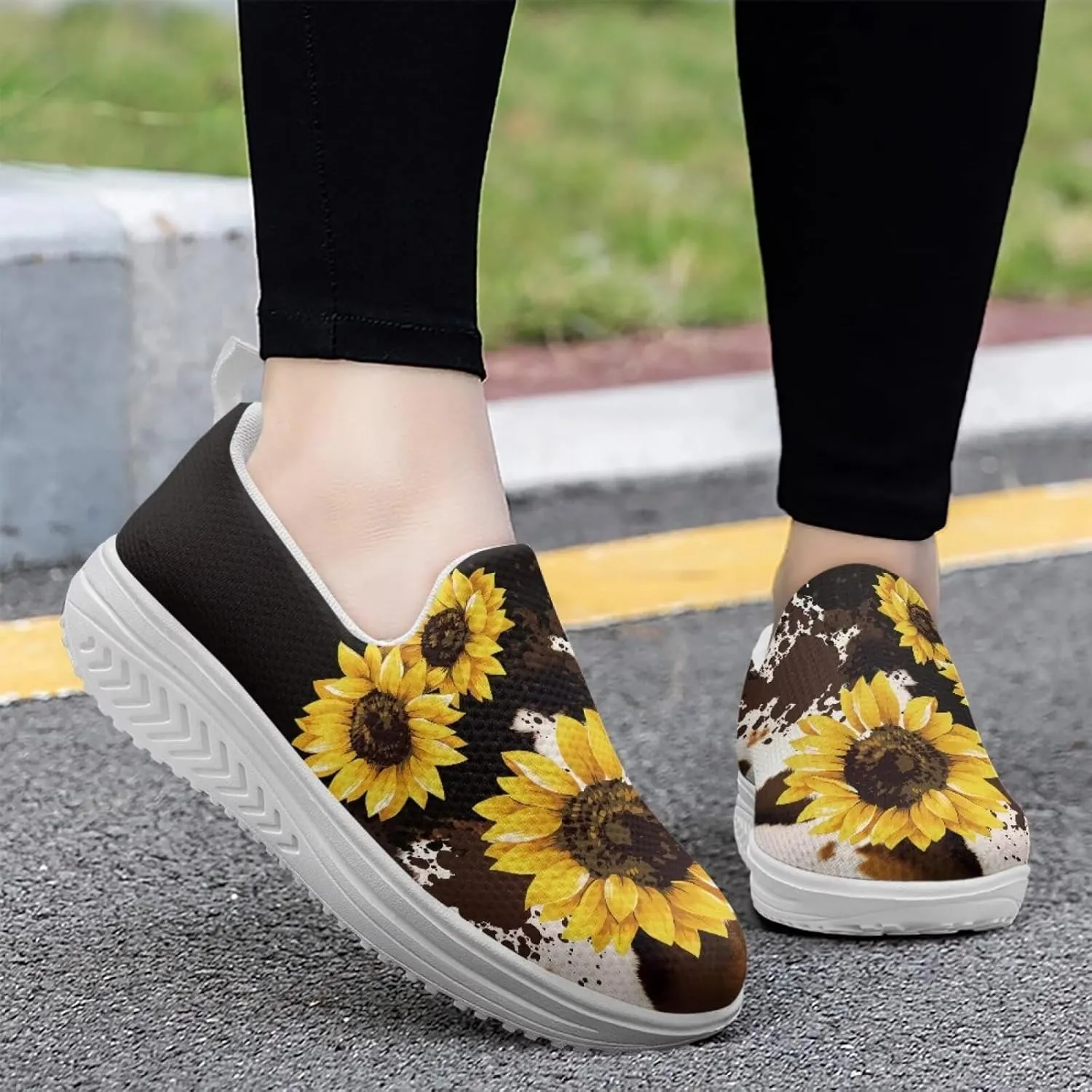 Jeiento Fashion Walking Shoes for Women Lady Slip On Lightweight Athletic Running Sneaker Platform Sneakers