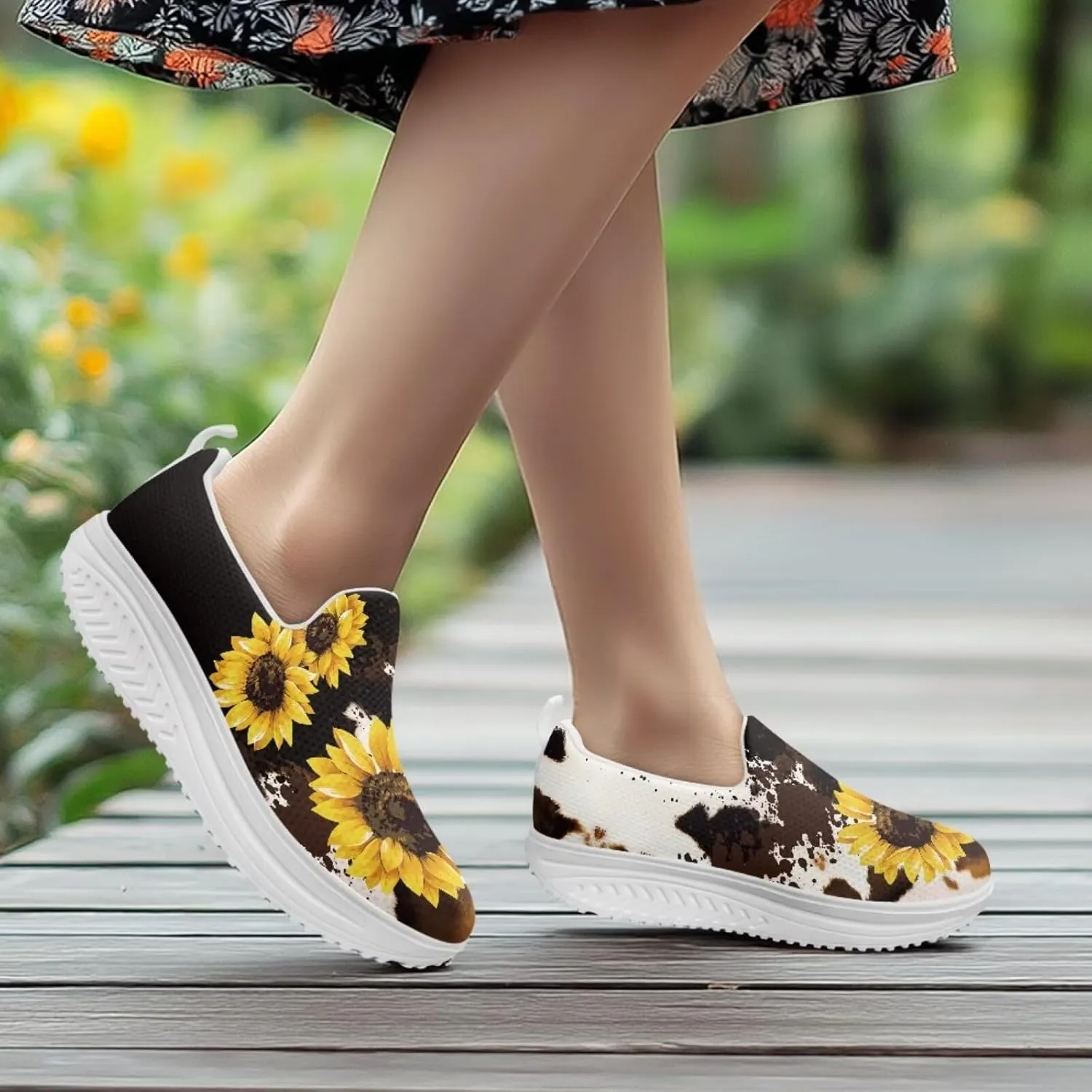 Jeiento Fashion Walking Shoes for Women Lady Slip On Lightweight Athletic Running Sneaker Platform Sneakers