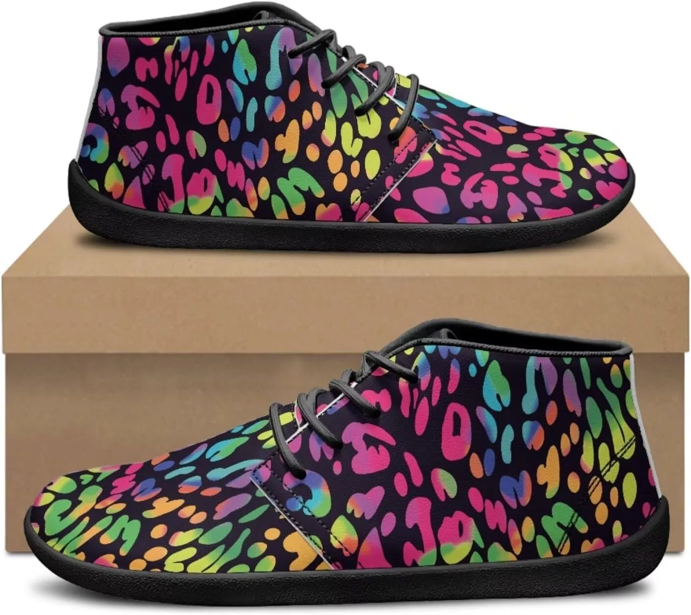 Jeiento Fish Scale Print Mens Barefoot Walking Shoes with Rubber Sole Zero Drop Sole