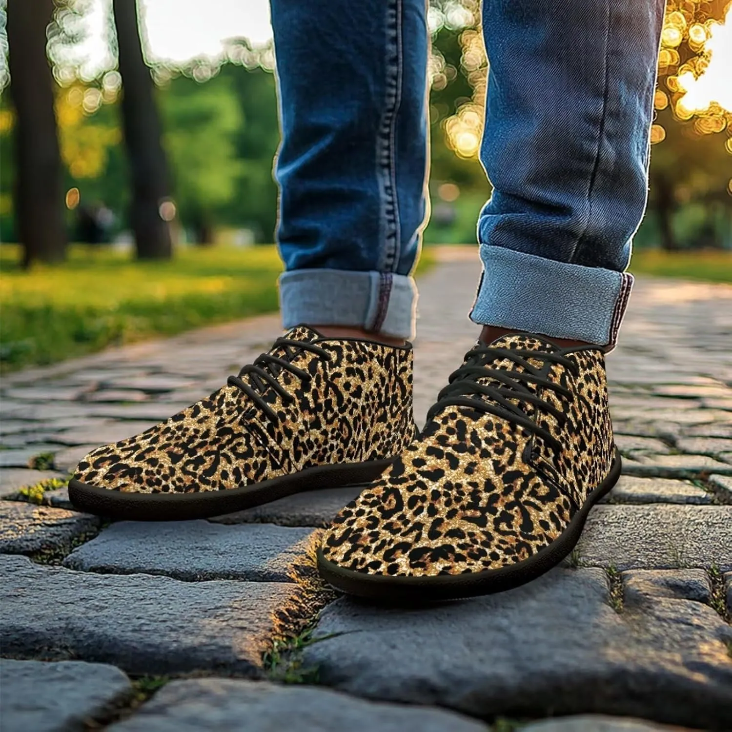 Jeiento Fish Scale Print Mens Barefoot Walking Shoes with Rubber Sole Zero Drop Sole