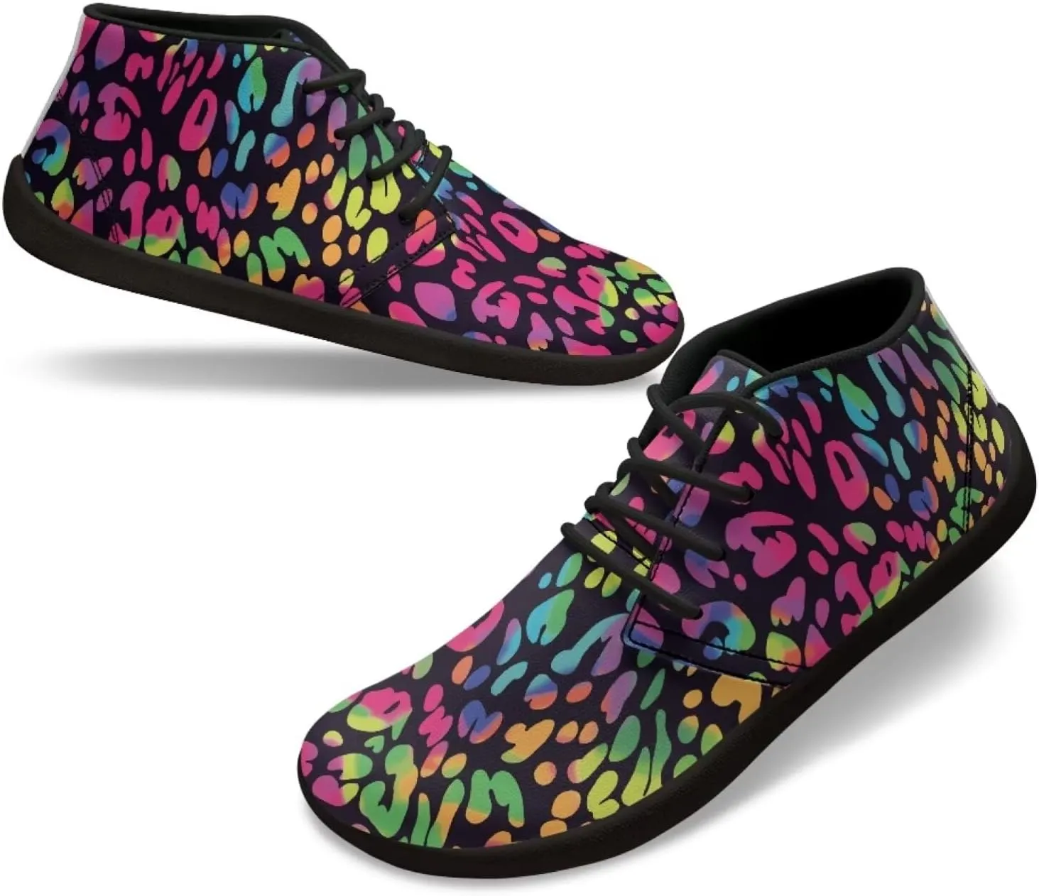 Jeiento Fish Scale Print Mens Barefoot Walking Shoes with Rubber Sole Zero Drop Sole