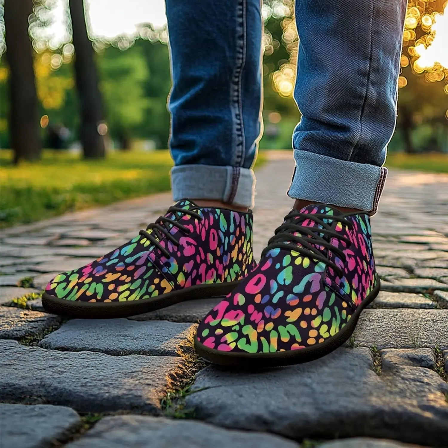 Jeiento Fish Scale Print Mens Barefoot Walking Shoes with Rubber Sole Zero Drop Sole