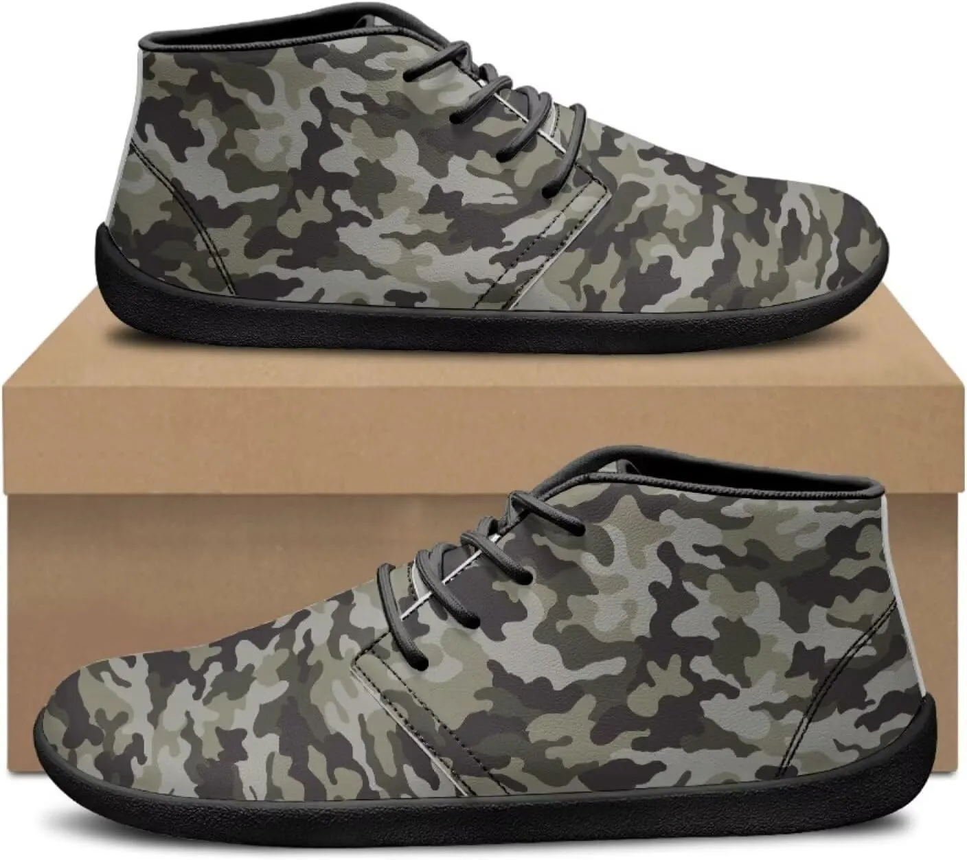 Jeiento Men Barefoot Shoes Camouflage - Wide Toe Box Camo Zero Drop Sole Walking Shoes