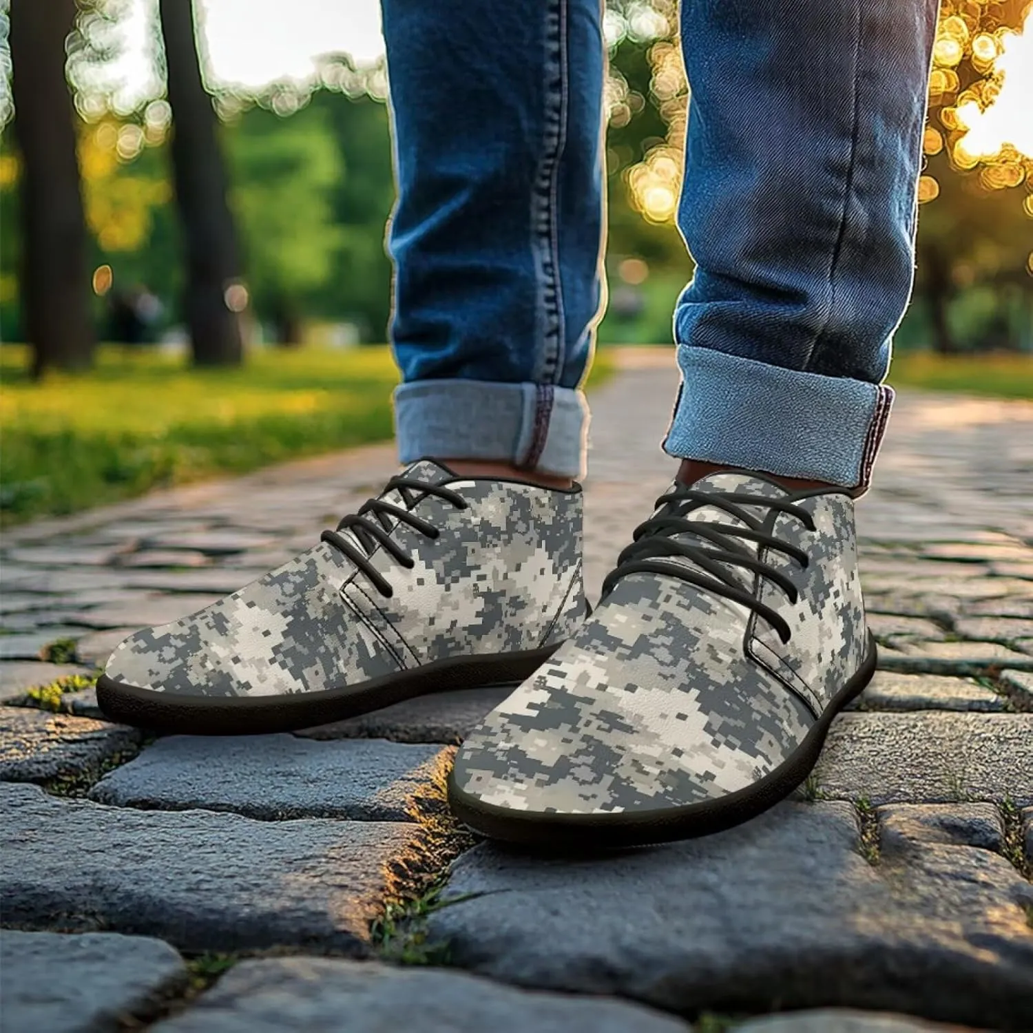Jeiento Men Barefoot Shoes Camouflage - Wide Toe Box Camo Zero Drop Sole Walking Shoes
