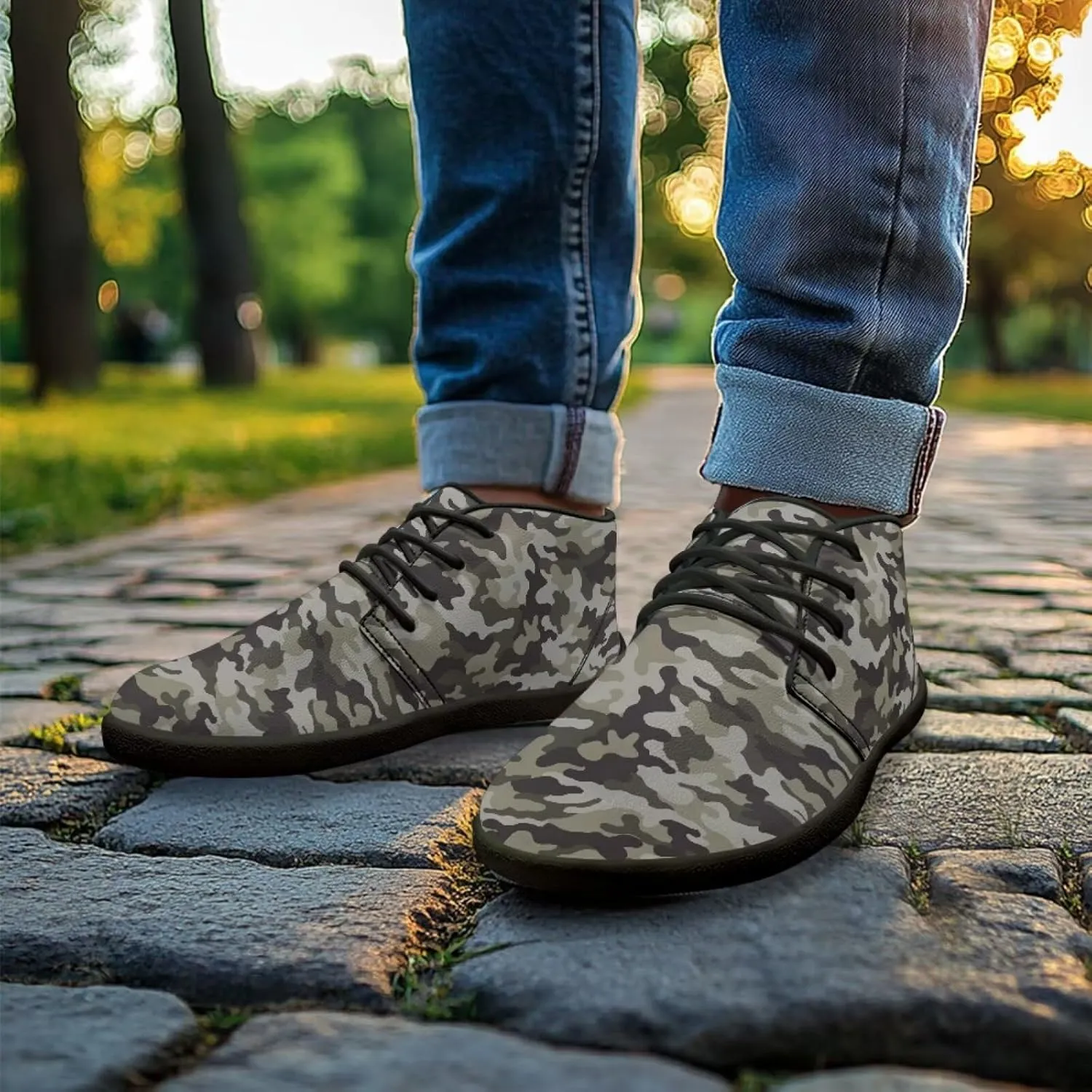 Jeiento Men Barefoot Shoes Camouflage - Wide Toe Box Camo Zero Drop Sole Walking Shoes