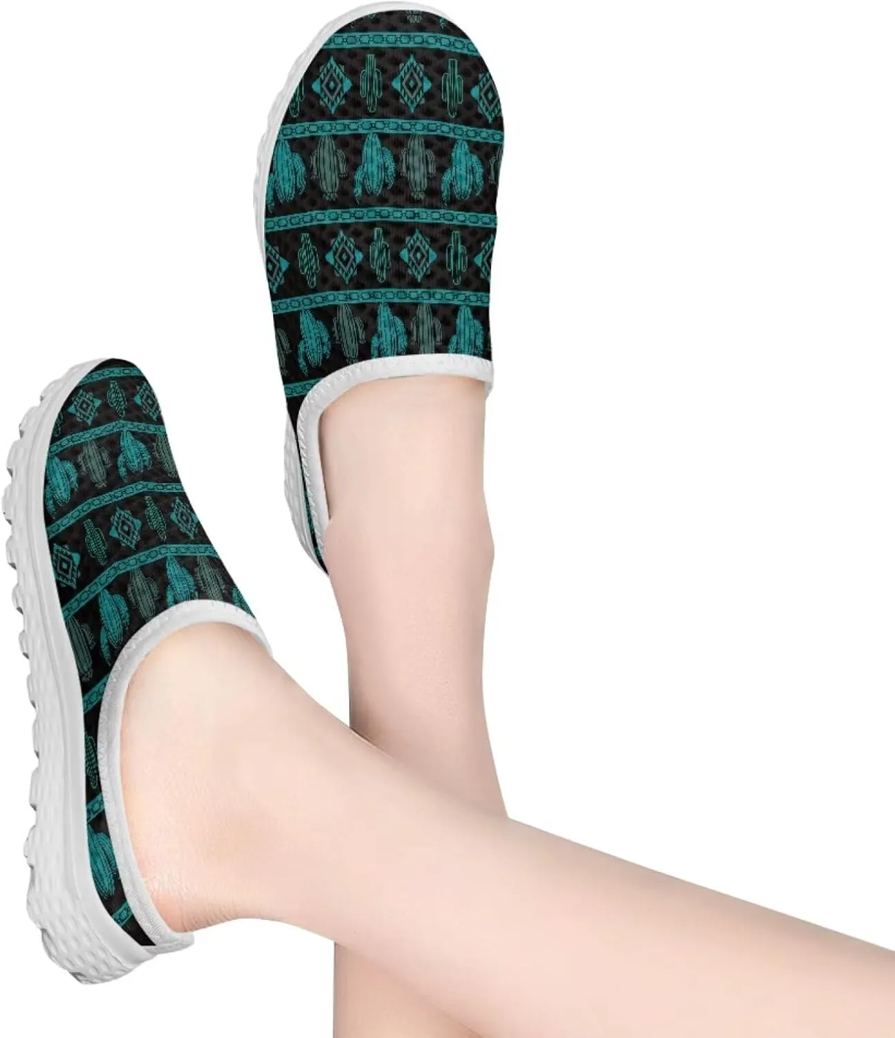 Jeiento Women Mesh Walking Mules Shoes Garden Clogs Breathable Slippers Flat Open Back Slip-on Loafers Casual Travel Sneaker