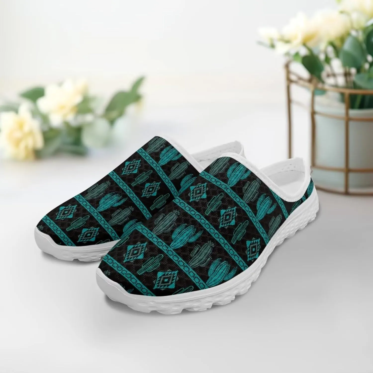 Jeiento Women Mesh Walking Mules Shoes Garden Clogs Breathable Slippers Flat Open Back Slip-on Loafers Casual Travel Sneaker
