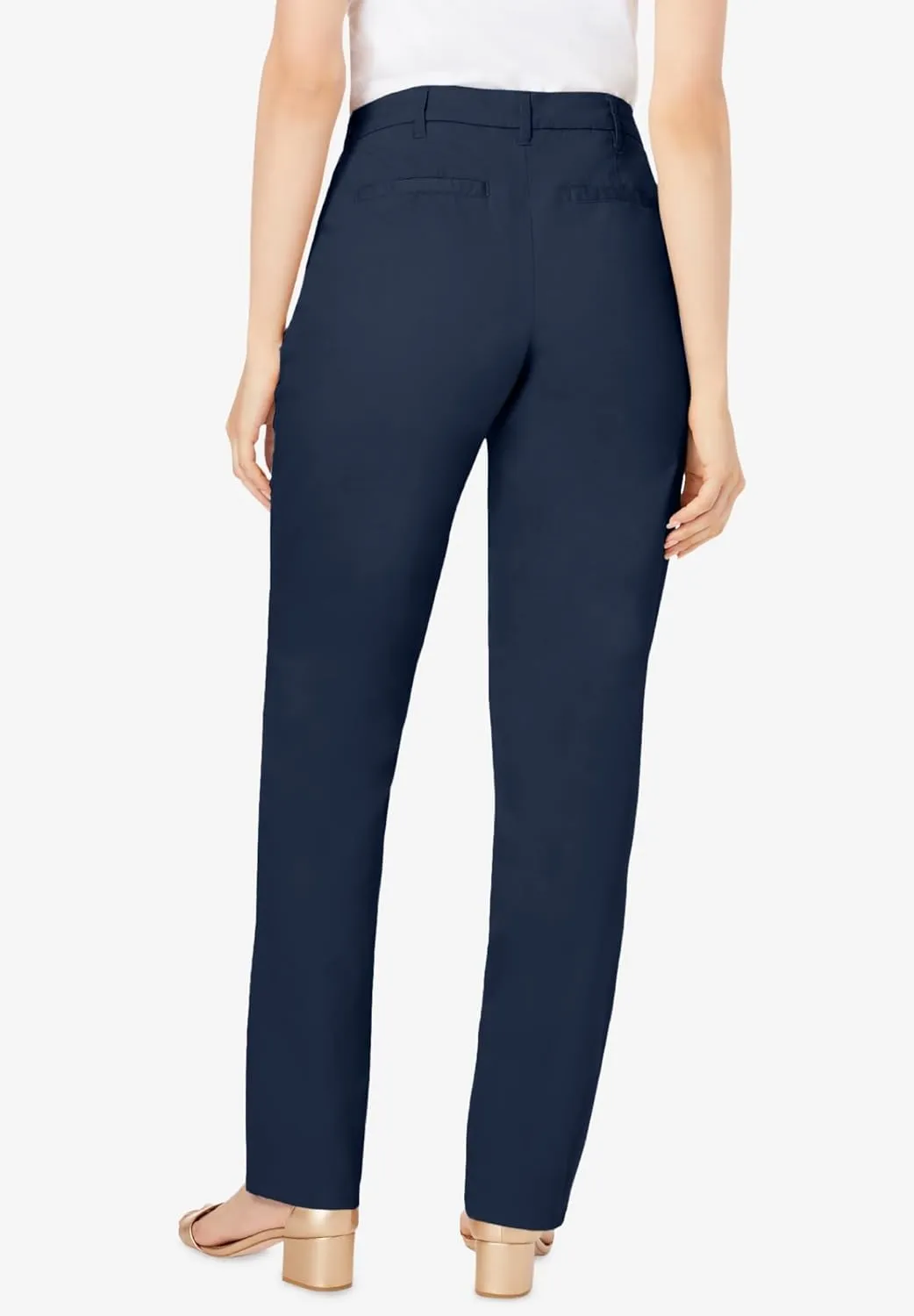 Jessica London Women's Plus Size Casual Stretch Straight Leg Chino Pants