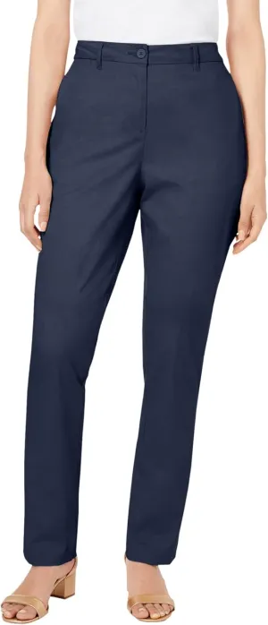 Jessica London Women's Plus Size Casual Stretch Straight Leg Chino Pants