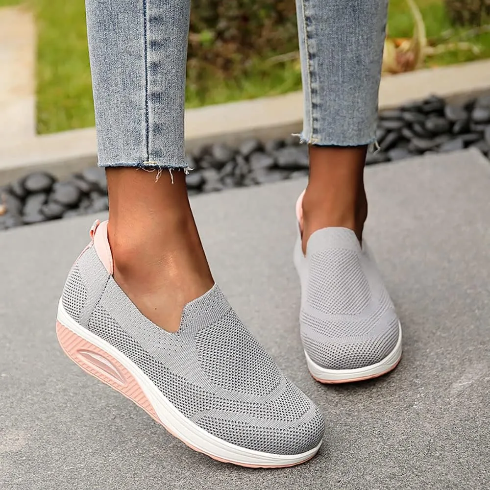 JITUUE Women's Walking Shoes Sock Sneakers Lightweight Comfortable Mesh Slip on Breathable Easy Shoes Platform Loafers