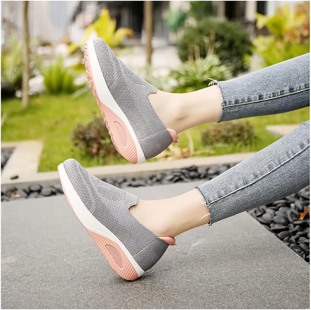 JITUUE Women's Walking Shoes Sock Sneakers Lightweight Comfortable Mesh Slip on Breathable Easy Shoes Platform Loafers