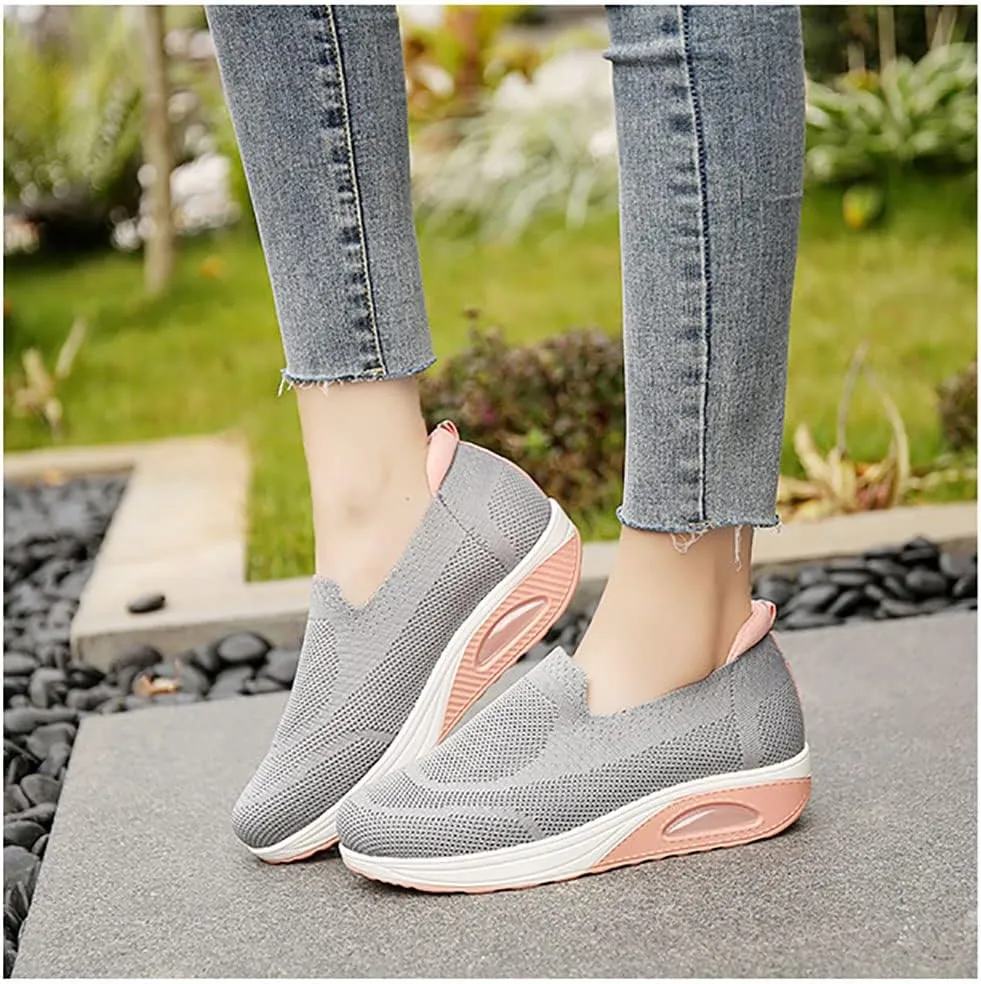 JITUUE Women's Walking Shoes Sock Sneakers Lightweight Comfortable Mesh Slip on Breathable Easy Shoes Platform Loafers