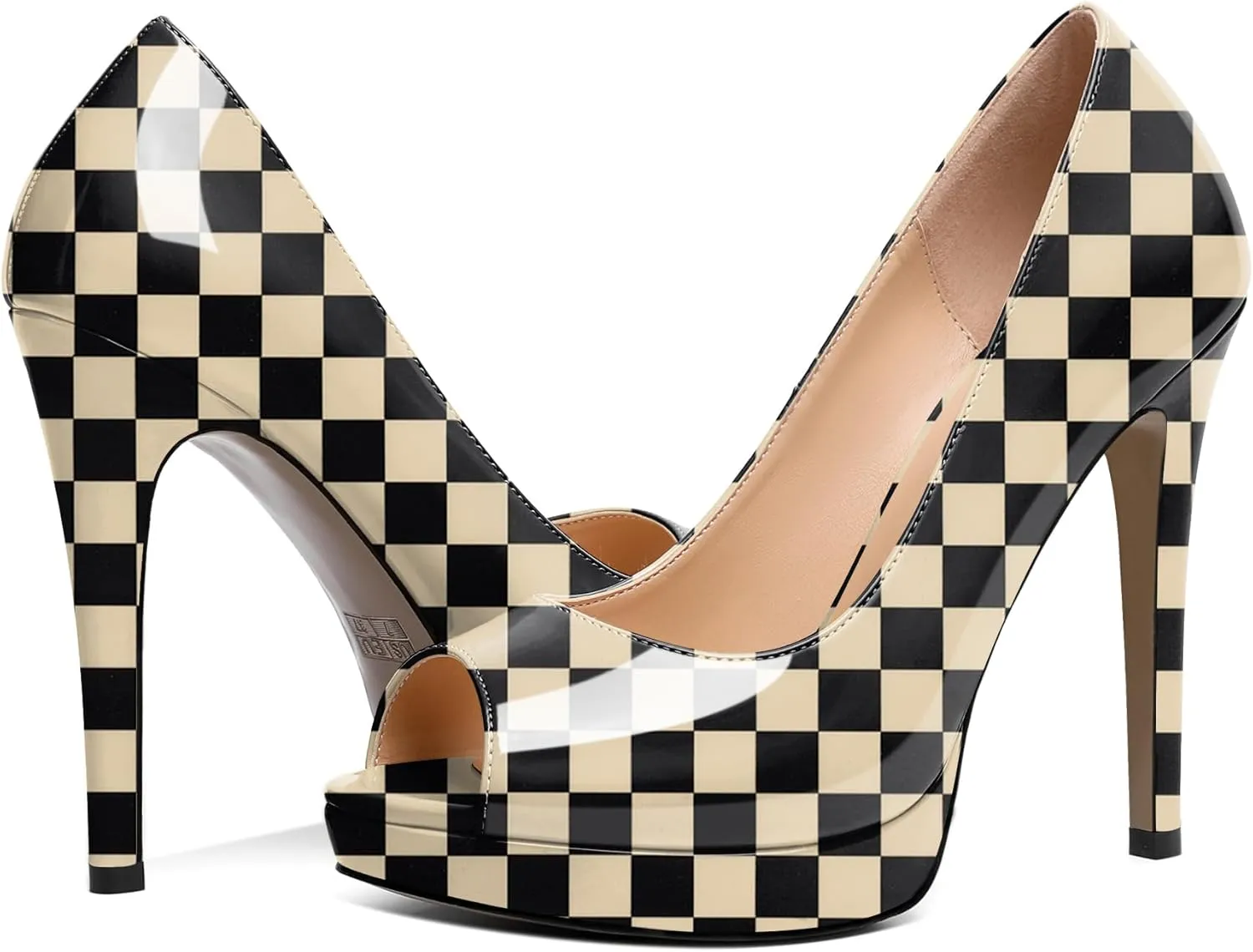 Joseywade Platform Stiletto Heels Peep Toe High Heel Pumps Women's 5 Inch Party Dance Dressy Slip On Shoes