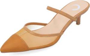 Journee Womens Allana Slip On Kitten Heel Mule Pumps
