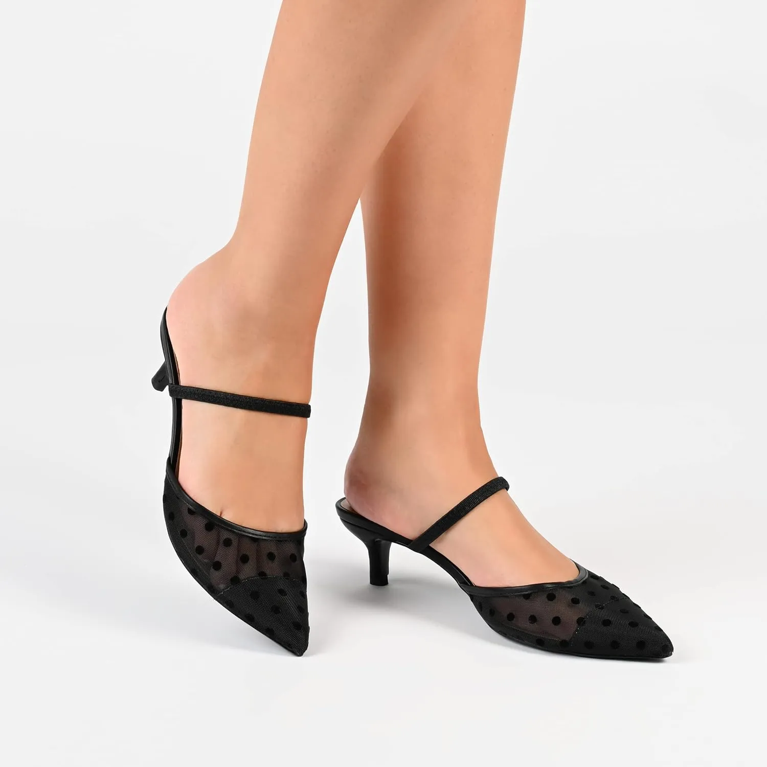 Journee Womens Allana Slip On Kitten Heel Mule Pumps