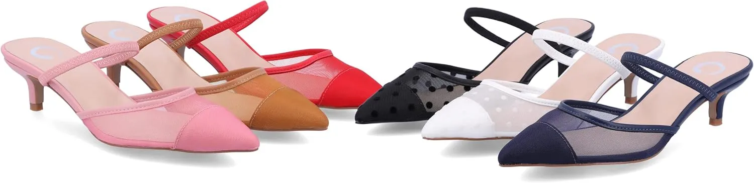 Journee Womens Allana Slip On Kitten Heel Mule Pumps