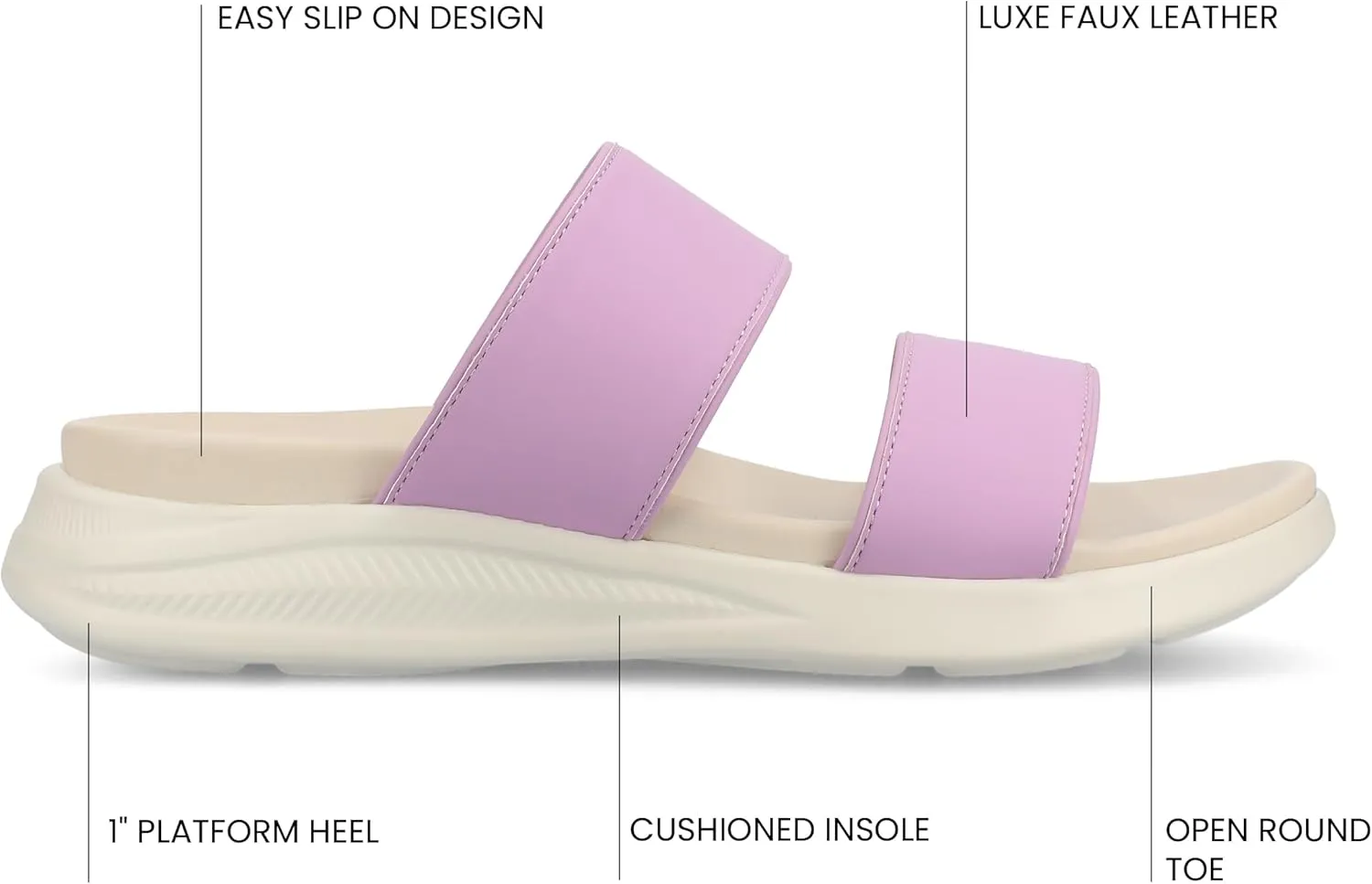 Journee Womens cushioned footbeds Janis multi-strap sandal slip on faux leather platform heel