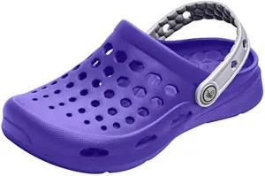 Joybees Kids Active Clog - Comfortable and Easy to Clean Slip-on Water Shoes for Girls and Boys - Violet/Silver - Children's Size 4/Children's Size 5