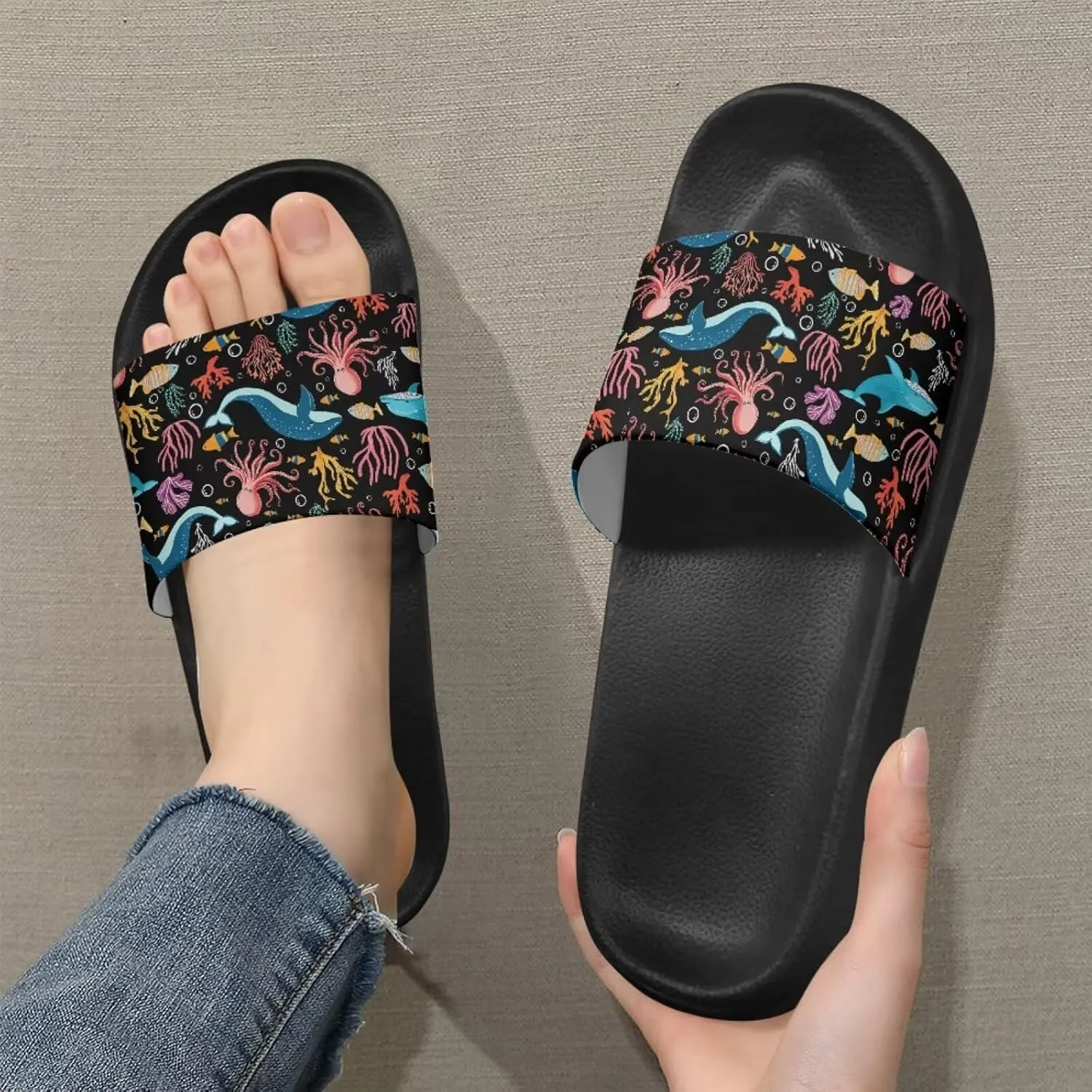 JoyLamoria Women Animal Design Slides House Sandals for Cloud Slippers Thick Sole Cushioned Non-Slip Bathroom Pool Beach Summer