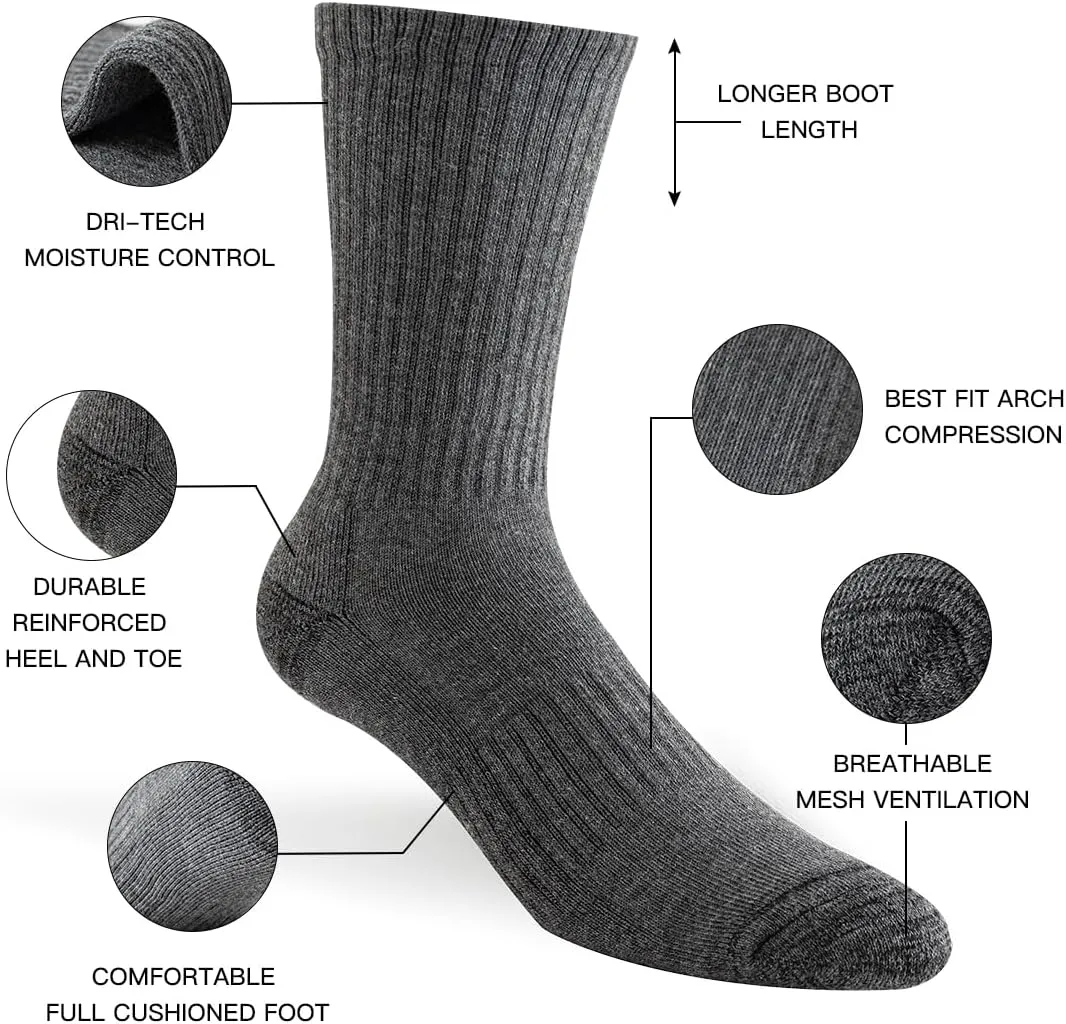 JOYNÉE 8 Pairs Mens Crew Cushion Socks Work Athletic Running Socks Casual Breathable Socks for Men,Sock Size:10-13