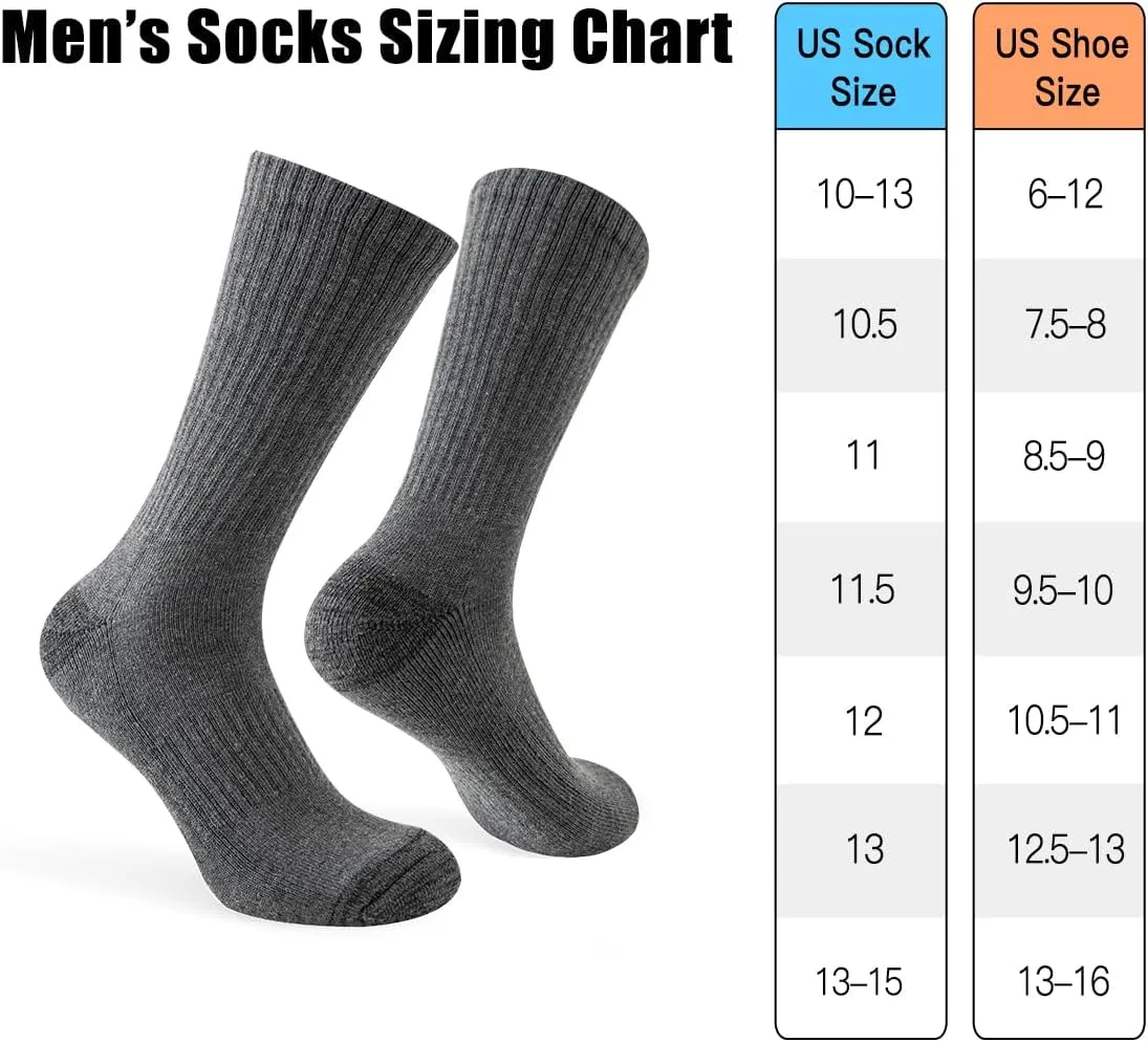JOYNÉE 8 Pairs Mens Crew Cushion Socks Work Athletic Running Socks Casual Breathable Socks for Men,Sock Size:10-13